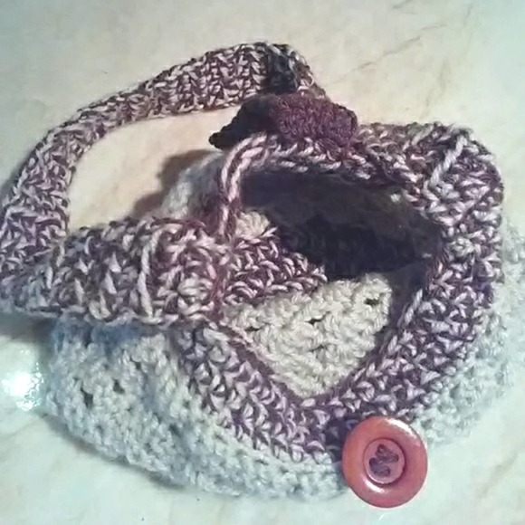 Crochet Shoulderbag TAN Boho Large Cute Button Gypsy Bohemian Festival Hippie - Picture 8 of 8
